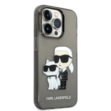 iPhone 14 Pro Karl Lagerfeld KLHCP14LHNKCTGK IML Glitter Karl and Choupette NFT tok fekete