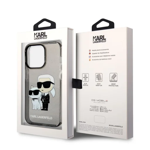 iPhone 14 Pro Max Karl Lagerfeld KLHCP14XHNKCTGK IML Glitter Karl and Choupette NFT tok fekete - 4