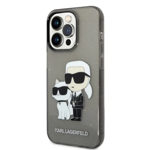 iPhone 14 Pro Max Karl Lagerfeld KLHCP14XHNKCTGK IML Glitter Karl and Choupette NFT tok fekete - 5