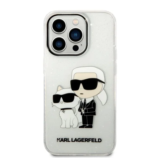 iPhone 14 Pro Max Karl Lagerfeld KLHCP14XHNKCTGT IML Glitter Karl and Choupette NFT tok átlátszó - 2