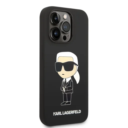 iPhone 14 Pro Karl Lagerfeld KLHCP14LSNIKBCK Liquid Silicone Ikonik NFT tok fekete - 2