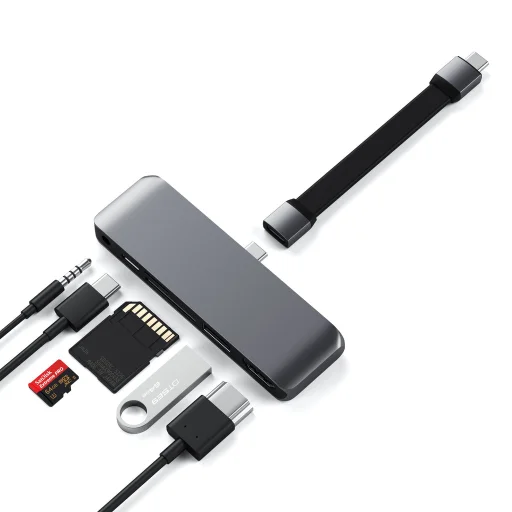 Satechi USB-C Mobile Pro HUB SD (1x USB-C PD,1x 4K HDMI,1x USB 3.0, MicroSD, 3.5mm audio) - szürke (ST-MPHSDM) - 3