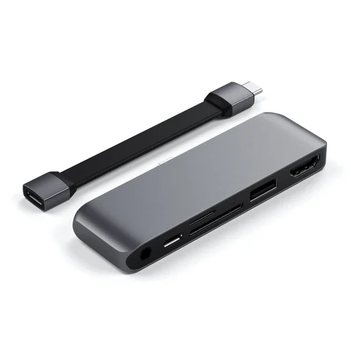 Satechi USB-C Mobile Pro HUB SD (1x USB-C PD,1x 4K HDMI,1x USB 3.0, MicroSD, 3.5mm audio) - szürke (ST-MPHSDM) - 4