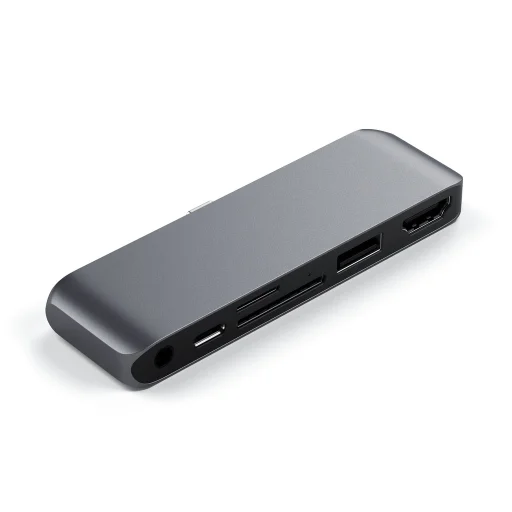 Satechi USB-C Mobile Pro HUB SD (1x USB-C PD,1x 4K HDMI,1x USB 3.0, MicroSD, 3.5mm audio) - szürke (ST-MPHSDM) - 1