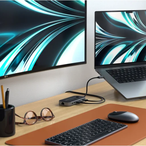 Satechi USB-4 többportos adapter, HUB elosztó W2.5G Ethernet (1xHDMI2.1, 1xUSB-A, 2x USB-C, Audio 3.5mm, Ethernet) - fekete (ST-U4MGEM) - 4