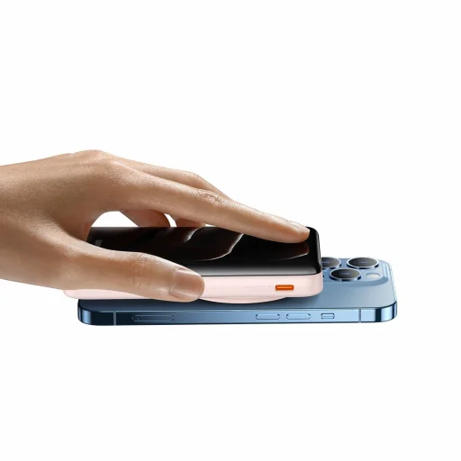 Baseus Powerbank 10000mAh Mágneses (MagSafe) vezeték nélküli töltéssel 20W Overseas Edition rózsaszín (PPCX000202) + USB Type C Baseus Xiaobai Series 60W 0.5m - 9