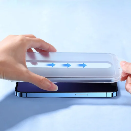 iPhone 14 Plus Joyroom Easy Fit teljes képernyős edzett üvegfólia rögzítőállvánnyal (JR-DH11) - 5