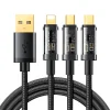 Joyroom 3 az 1-ben töltő és adatkábel USB-Lightning, Type C, micro USB 3,5A 1.2m fekete thumbnail