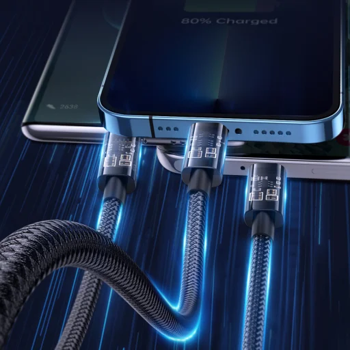 Joyroom 3 az 1-ben töltő és adatkábel USB-Lightning, Type C, micro USB 3,5A 1.2m fekete - 8