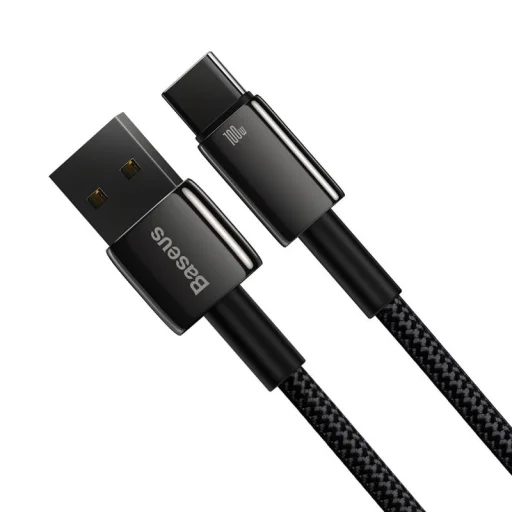 Baseus Tungsten Aranyozott USB A - USB Type-C kábel 100W 2m fekete (CAWJ000101) - 1