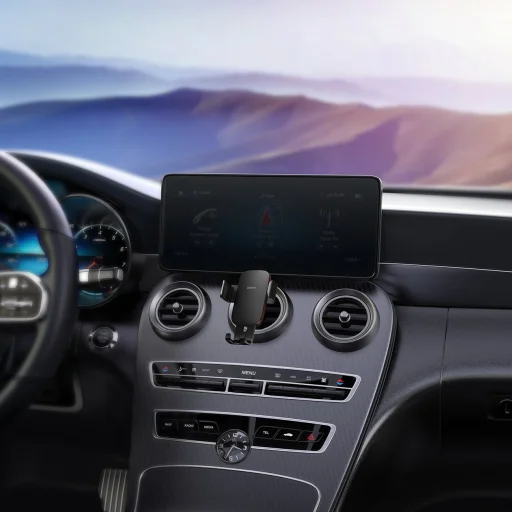 Baseus Metal Age II gravitációs autós telefontartó kör szellőzőrácsra helyezhető fekete (SUJS030001) - 18