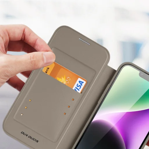 iPhone 14 Dux Ducis Skin X Pro Magsafe mágneses fliptok bézs - 5