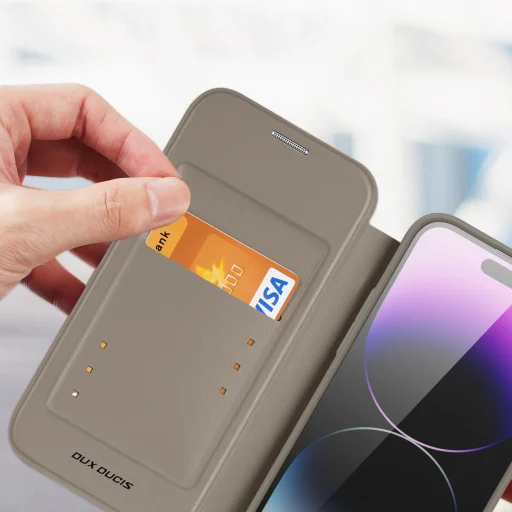 iPhone 14 Pro Max Dux Ducis Skin X Pro Magsafe mágneses fliptok bézs - 6