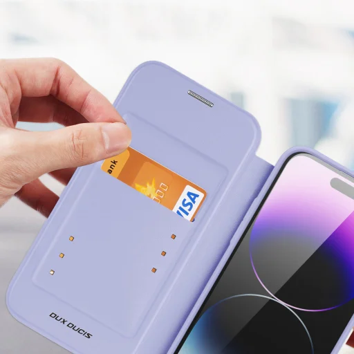 iPhone 14 Pro Max Dux Ducis Skin X Pro Magsafe mágneses fliptok lila - 6