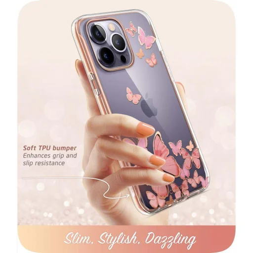  iPhone 14 Pro Max Supcase Cosmo lila pillangós tok - 1