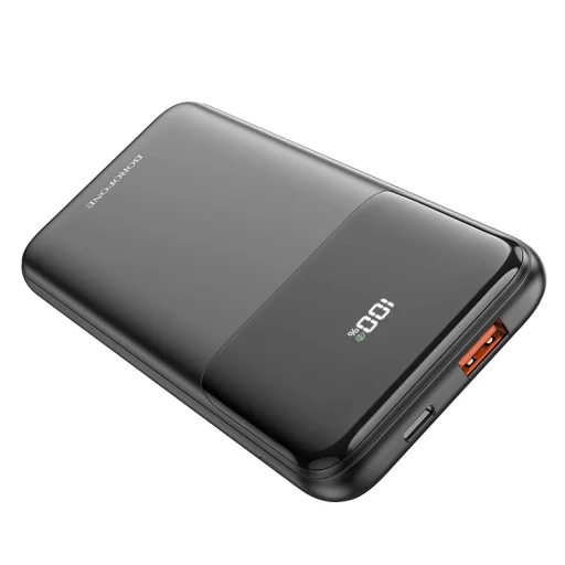 Borofone BJ22 Powerbank 10000mAh USB PD QC 3.0 22,5W+ beépített Type C és Lightning kábel fekete - 6