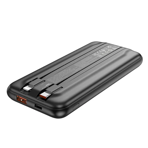 Borofone BJ22 Powerbank 10000mAh USB PD QC 3.0 22,5W+ beépített Type C és Lightning kábel fekete - 2