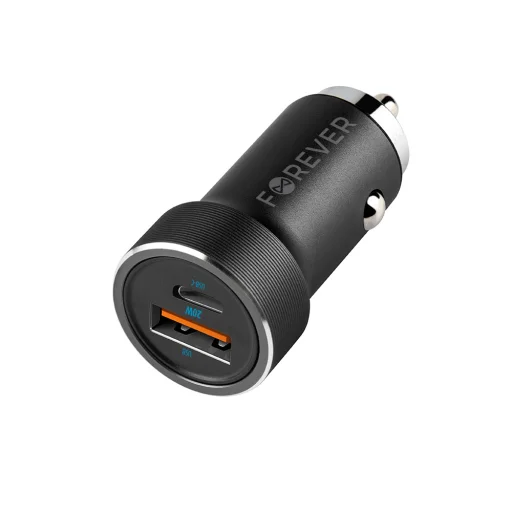 Forever autós töltő PD QC CC-06 1x USB-C 1x USB 20W fekete - 2