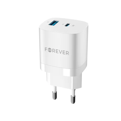Forever fali töltő adapter GaN PD QC TC-05 1x USB-C + 1x USB 33W fehér - 1