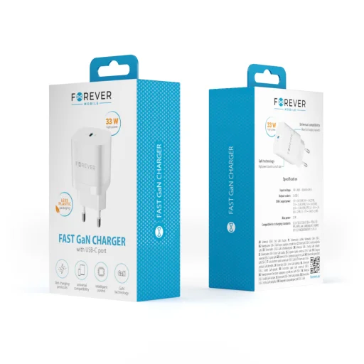 Forever fali töltő adapter GaN PD QC TC-05 1x USB-C 33W fehér - 2