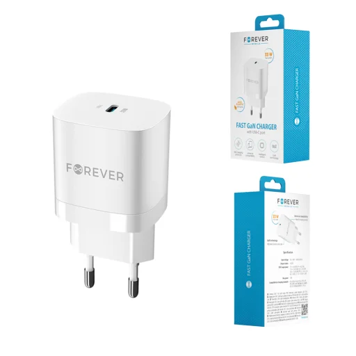 Forever fali töltő adapter GaN PD QC TC-05 1x USB-C 33W fehér - 3