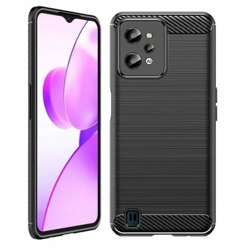 Realme C31 Forcell szénszál mintájú TPU tok fekete - 1