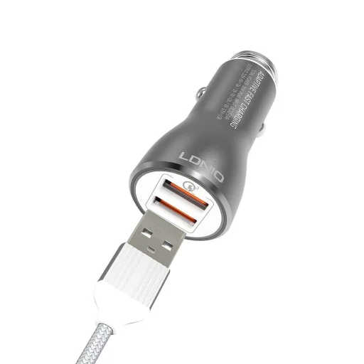 LDNIO C407Q Quick Charge 3.0 autós töltő 2xUSB 3A + mikro USB kábel - 2
