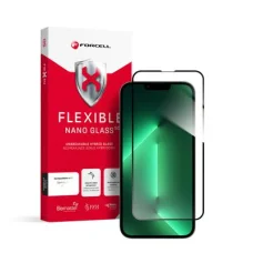 iPhone 13/13 Pro/14 Forcell Flexible 5D Full Glue hibrid kijelzővédő üvegfólia fekete