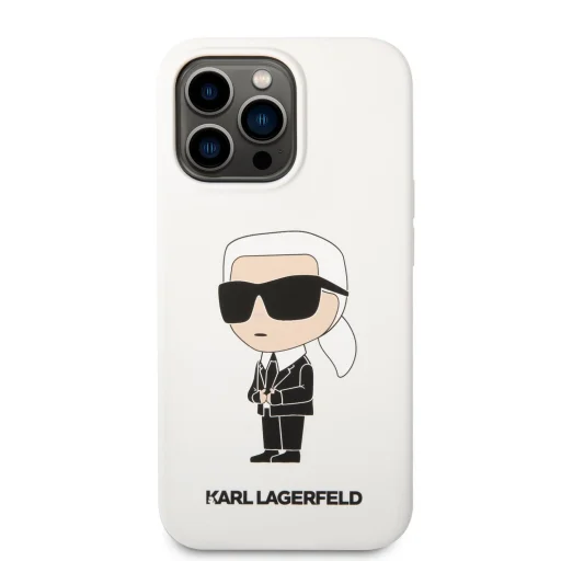 iPhone 13 Pro Karl Lagerfeld KLHCP13LSNIKBCH Liquid Silicone Ikonik NFT tok fehér - 2