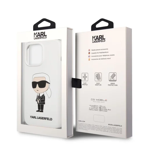 iPhone 13 Pro Karl Lagerfeld KLHCP13LSNIKBCH Liquid Silicone Ikonik NFT tok fehér - 4