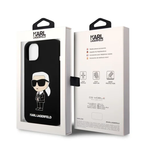 iPhone 14 Plus Karl Lagerfeld KLHCP14MSNIKBCK Liquid Silicone Ikonik NFT tok fekete - 3