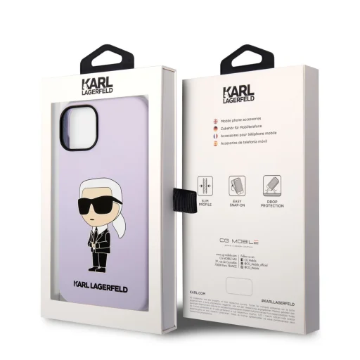 iPhone 14 Plus Karl Lagerfeld KLHCP14MSNIKBCU Liquid Silicone Ikonik NFT tok lila - 6