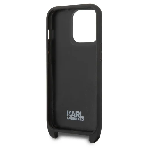 iPhone 14 Pro Karl Lagerfeld KLHCP14LSTMMK Monogram tok vállpánttal fekete - 2