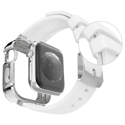 Apple Watch 40 / 41mm Kingxbar Strarry óraszíj tokkal fehér - 3