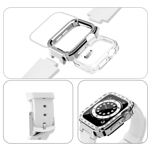 Apple Watch 40 / 41mm Kingxbar Strarry óraszíj tokkal fehér - 6