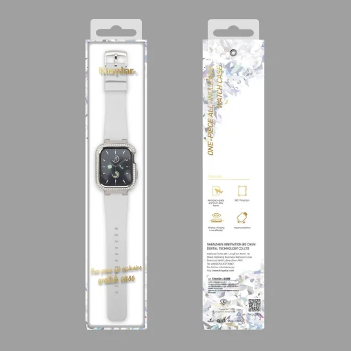 Apple Watch 40 / 41mm Kingxbar Strarry óraszíj tokkal fehér - 9