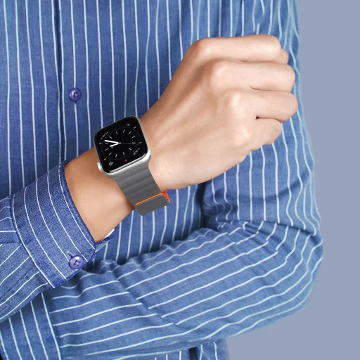 Apple Watch Ultra (49mm) Dux Ducis mágneses óraszíj szürke/narancs - 4