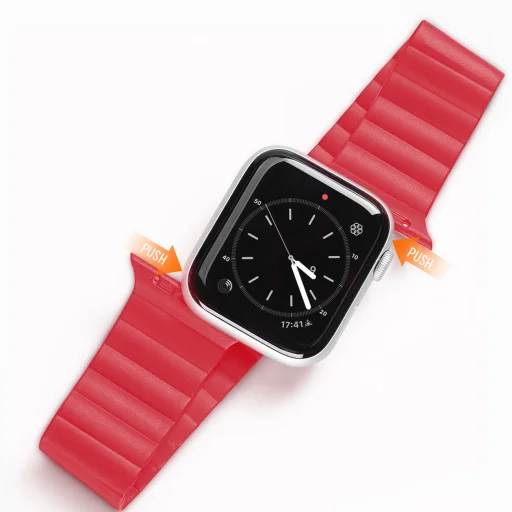 Apple Watch Ultra (49mm) Dux Ducis mágneses óraszíj piros - 1