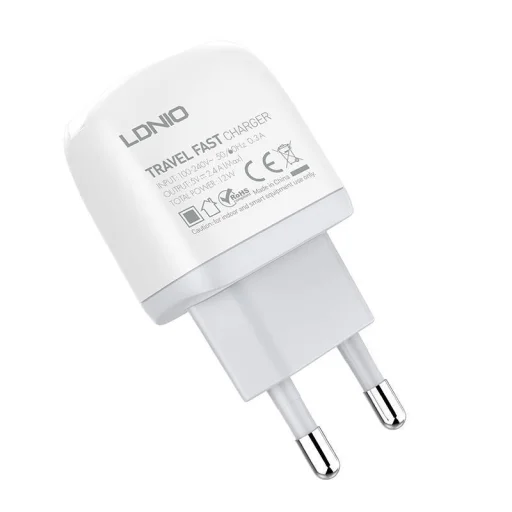 LDNIO A2219 hálózati töltő adapter 2x USB,2.4A fehér - 3