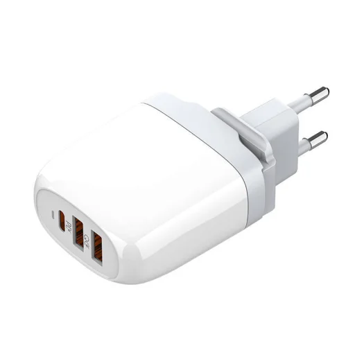 LDNIO A3511Q GaN hálózati töltő adapter 2x USB + USB-C, 65W fehér - 3