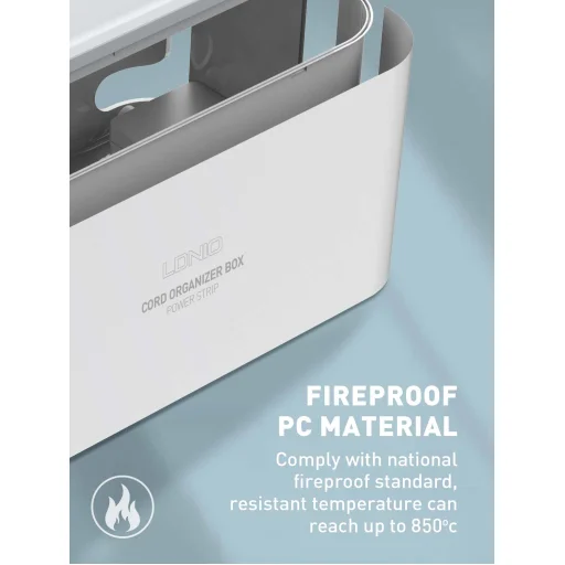 LDNIO SE5334/SC5309 hálózati elosztó 5 AC aljzattal, 3x USB, 2m fehér kábelrendező dobozzal - 10