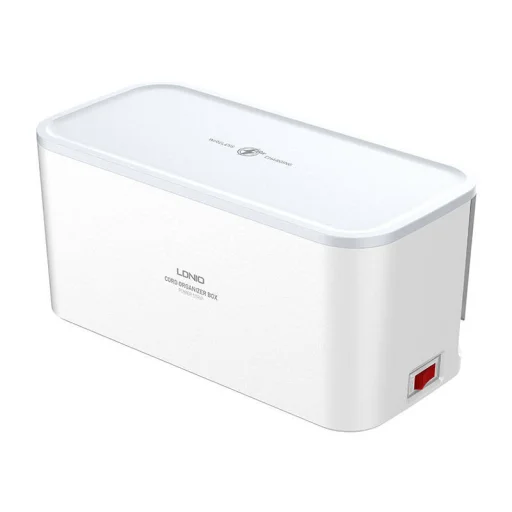 LDNIO SEW5359 hálózati elosztó 5 AC aljzattal, 3x USB, vezetél nélküli töltéssel, 2m fehér kábelrendező dobozzal - 5