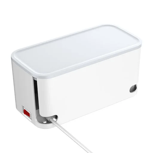 LDNIO SEW5359 hálózati elosztó 5 AC aljzattal, 3x USB, vezetél nélküli töltéssel, 2m fehér kábelrendező dobozzal - 2