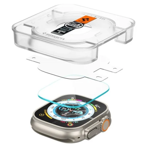 Apple Watch Ultra 1/2/3 49mm Spigen kijelzővédő üvegfólia GLAS.TR EZ FIT 2db felhelyező kerettel AGL05556 - 3