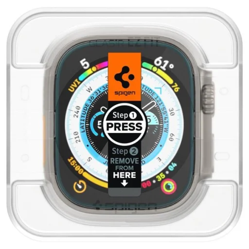Apple Watch Ultra 1/2/3 49mm Spigen kijelzővédő üvegfólia GLAS.TR EZ FIT 2db felhelyező kerettel AGL05556 - 6
