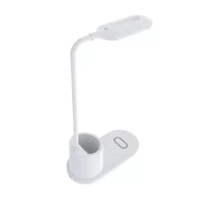Asztali LED lámpa tolltartóval, vezeték nélküli töltéssel 10W fehér