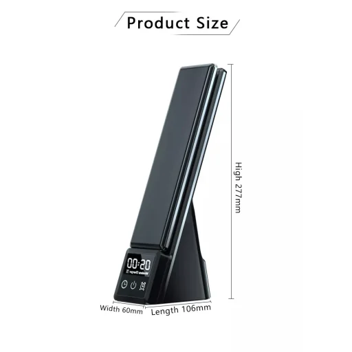 3 az 1-ben összecsukható asztali LED lámpa, vezeték nélküli töltőállomás 15W fekete (iPhone, Apple Watch, AirPods) - 8
