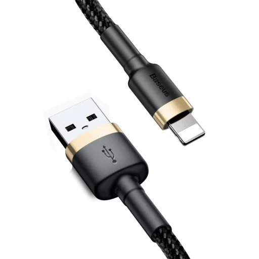 Baseus Cafule Nylon harisnyázott USB/Lightning kábel QC3.0 1.5A 2m fekete-arany (CALKLF-CV1) - 5