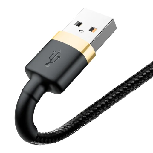 Baseus Cafule Nylon harisnyázott USB/Lightning kábel QC3.0 1.5A 2m fekete-arany (CALKLF-CV1) - 6