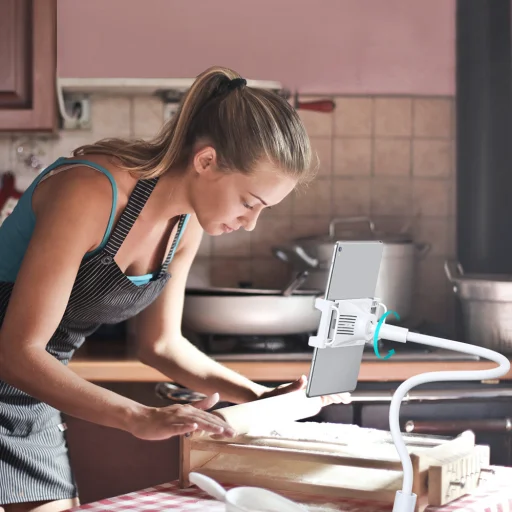 Choetech 2 az 1-ben rugalmas telefontartó vezeték nélküli töltővel 10 W fehér (T548-S) - 2